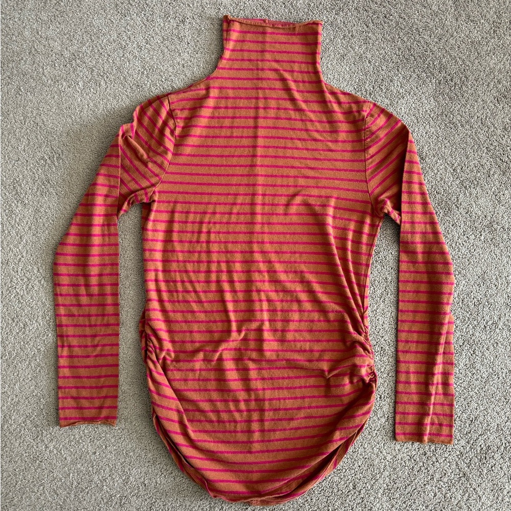 GAP Orange and Pink Striped Long Sleeve Turtleneck Top